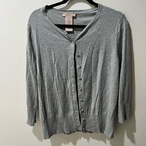Philosophy women’s Gray Button-Up Cardigan, size large, EUC. Button detail